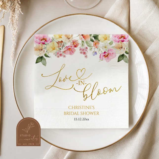 Spring Colorful Floral Bridal Shower Serviette (Von Creator hochgeladen)