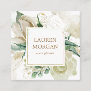 spring Creme Garden Business Card Quadratische Visitenkarte
