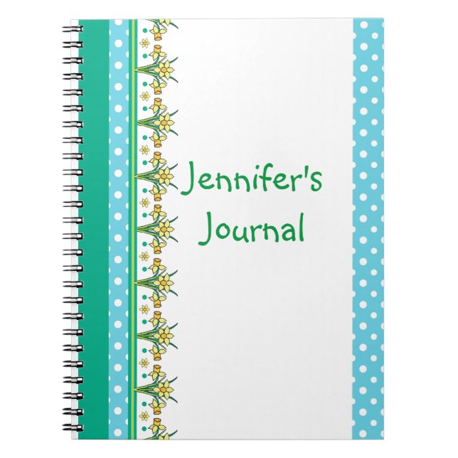Spring Daffodil Border and Polka Dots Notebook Notizblock (Vorderseite)