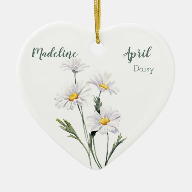 Spring Daisies April Geburtsmonat Blume für Baby Keramik Ornament (Vorne)