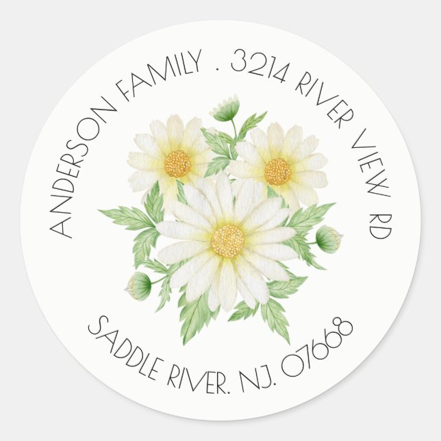 Spring Daisy Address Label Aufkleber (Vorderseite)