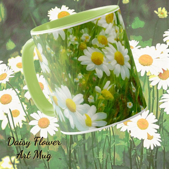 Spring Daisy Blume Garden Art Tasse Cup (Daisy flower garden art mug.)