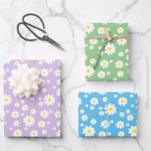 Spring Daisy Muster Pastel Lila Blue Green