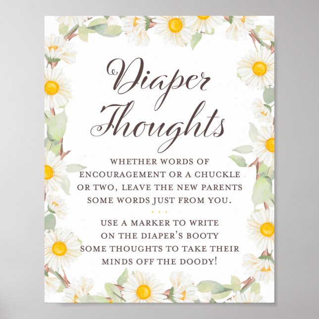 Spring Daisy Themed Baby Duschsignatur Poster (Vorne)