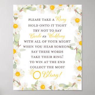 Spring Daisy Themed Brautparty Sign Poster