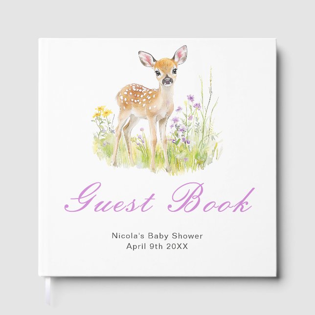 Spring Deer Baby Shower Guest Book Gästebuch (Vorderseite)