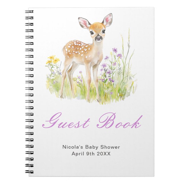 Spring Deer Baby Shower Guest Book Notizblock (Vorderseite)