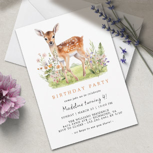 Spring Deer Fawn Geburtstag eines Niedlichen Whi Einladung