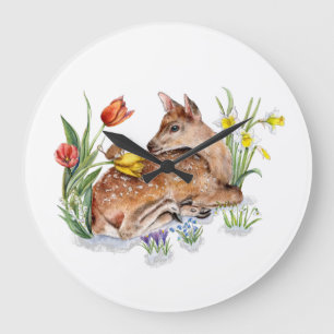 Spring Deer Große Wanduhr