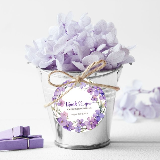 Spring Delicate Violet Baby Dusche Vielen Dank Geschenkanhänger (Spring Delicate Violet Baby Shower Thank You Favor Tags)