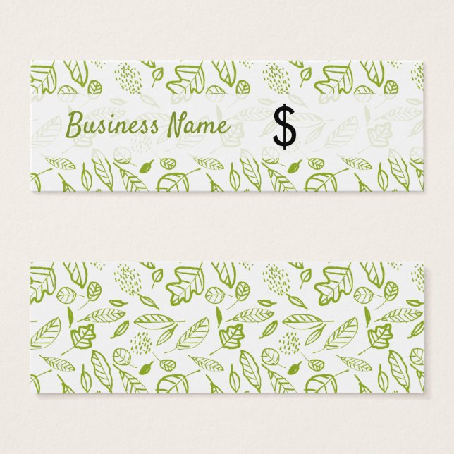 Spring Doodle Fresh Green Blätter Price Tag (Vorne & Hinten)