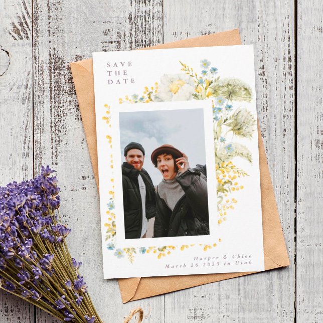 Spring Dreams Wild Florals Wasserfarben Hochzeit Save The Date (Von Creator hochgeladen)