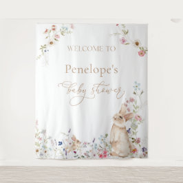 Spring Easter Bunny Baby Shower Welcome Sign Wandteppich