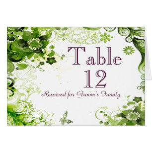 Spring Emerald Green Floral Wedding Tischnummer