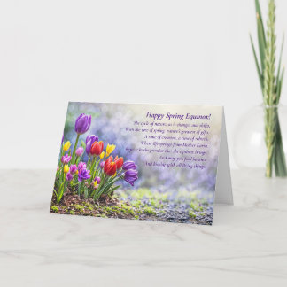 Spring Equinox with Pretty Colorful Tulips Poem Karte