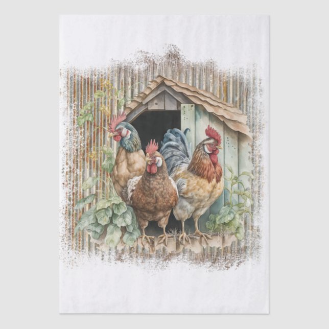 Spring Farm Chickens Seidenpapier (Vorderseite)