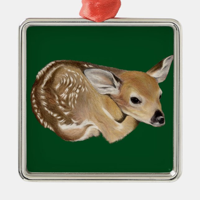 Spring Fawn Ornament Aus Metall (Vorne)