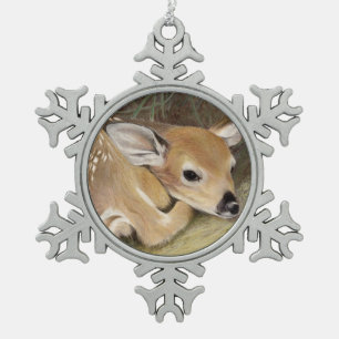 Spring Fawn Schneeflocken Zinn-Ornament