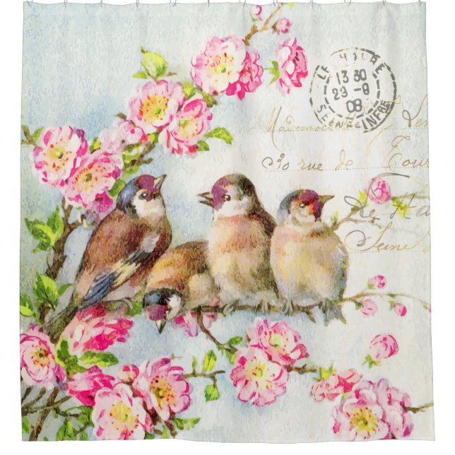 Spring Feathers Duschvorhang (Vorderseite)