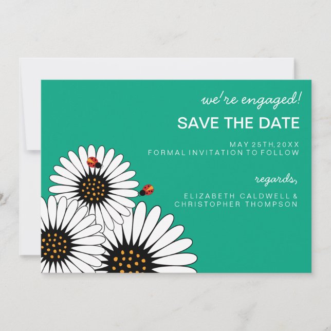 Spring Fling Gerbera Daisies SAVE THE DATE grün (Vorderseite)