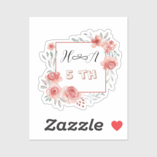 Spring Floral Anniversary | Elegant Modern Wedding Aufkleber