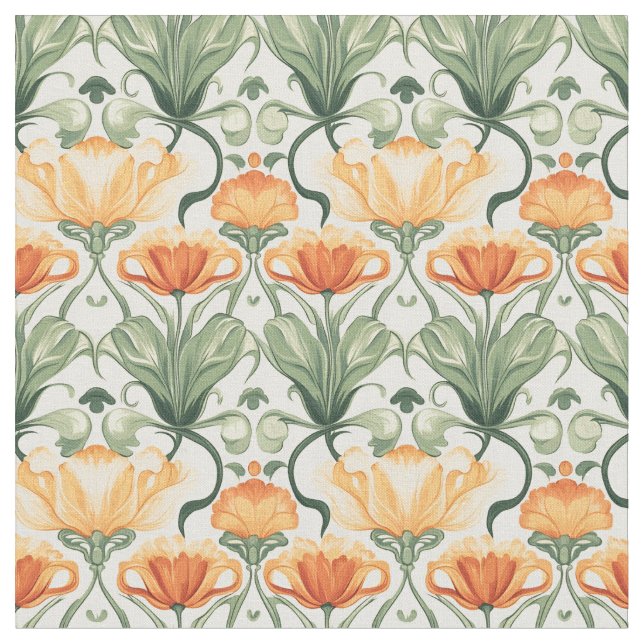 Spring Floral Art Nouveau Stoff (Nahaufnahme)