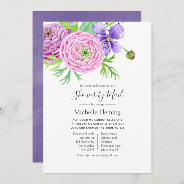 Spring Floral Baby oder Brautparty per Mail Einladung (Vorne/Hinten)