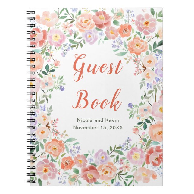 Spring Floral Blume Wedding Guest Book Notizblock (Vorderseite)