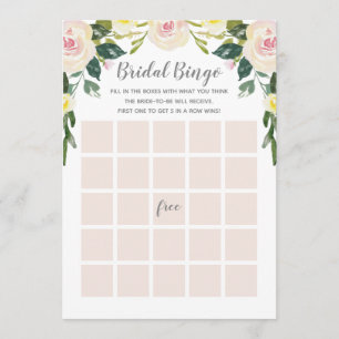 Spring Floral Blush Brautparty Bingo Game Card Einladung