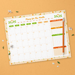 Spring Floral Bouquet Monthly Monday Start Planner Notizblock