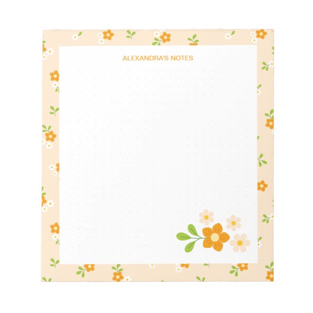Spring Floral Bouquets Personalised Dotted Notizblock (Vorderseite)