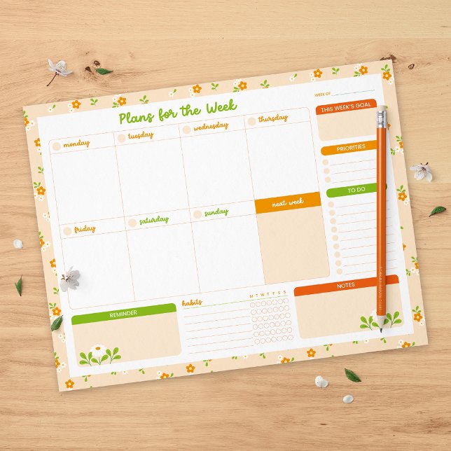 Spring Floral Bouquets Weekly Monday Start Planner Notizblock (Von Creator hochgeladen)