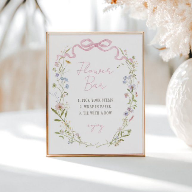 Spring Floral Bow Wreath Blume Bar Poster (Von Creator hochgeladen)