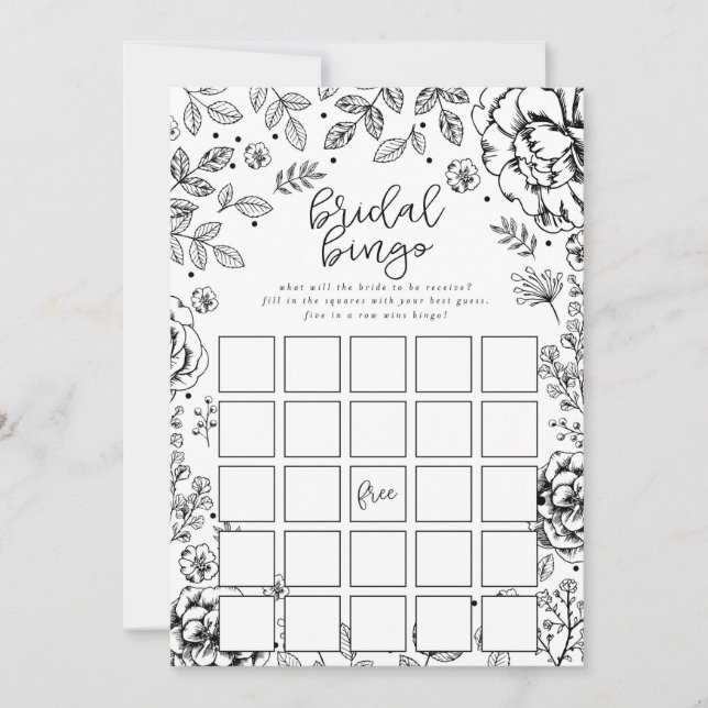 Spring Floral Brautparty Bingo Game Card (Vorderseite)