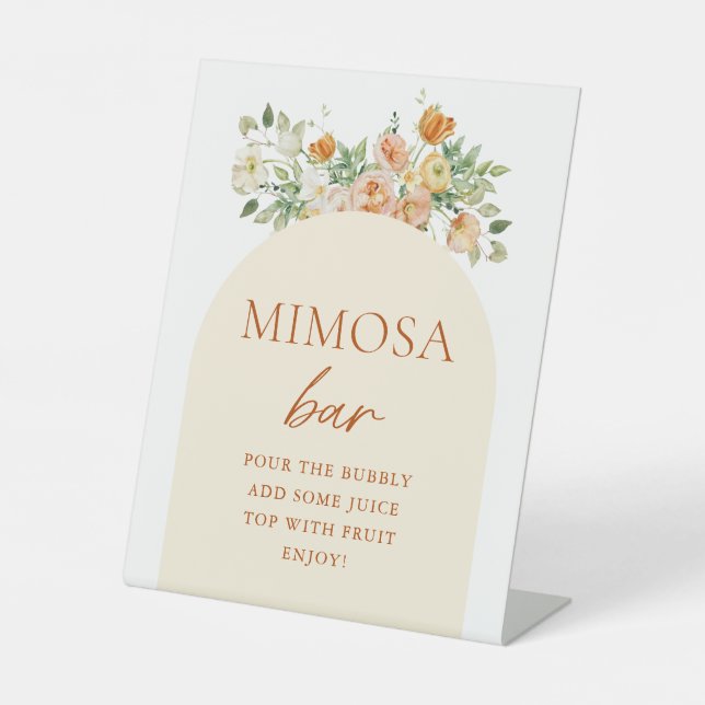 Spring Floral Brautparty Mimosa Bar Sign Sockelschild (Vorderseite)