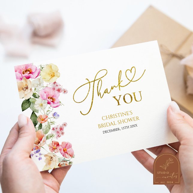 Spring Floral Bridal Shower Thank You Card Dankeskarte (Von Creator hochgeladen)