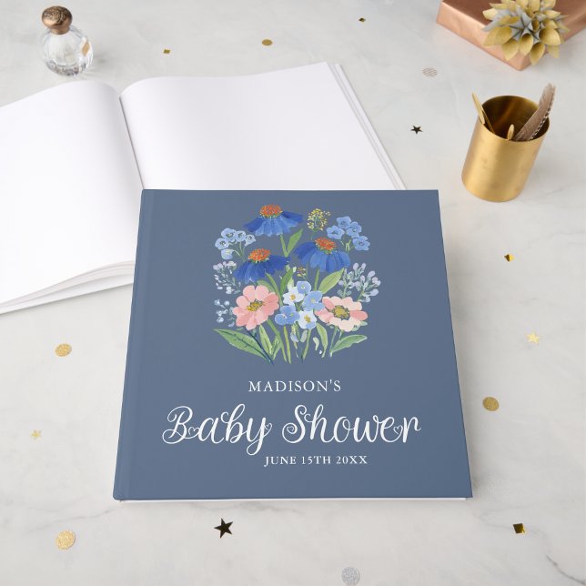 Spring Floral Cornflower Baby in Bloom Shower Gästebuch (Von Creator hochgeladen)