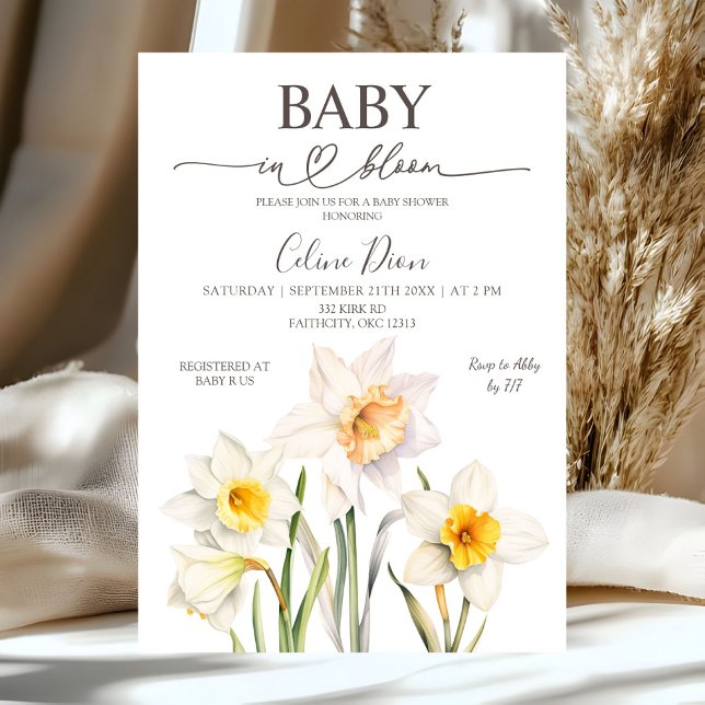 Spring Floral Daffodil Baby Shower  Einladung (Von Creator hochgeladen)