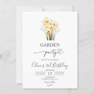 Spring Floral Daffodil Wreath Garden Party Einladung