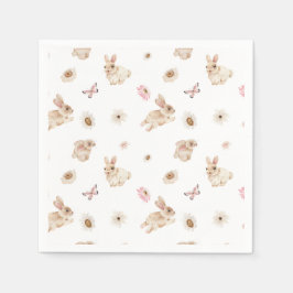 Spring Floral Easter Bunny Baby Shower Serviette