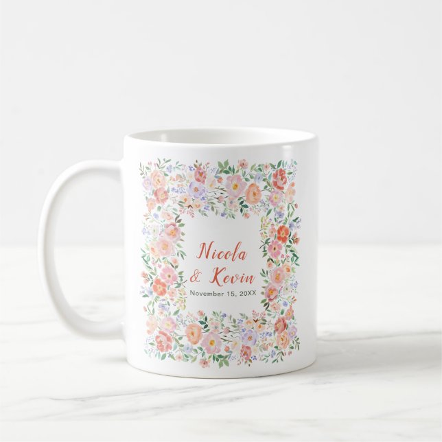 Spring Floral Flowers Wedding  Kaffeetasse (Links)