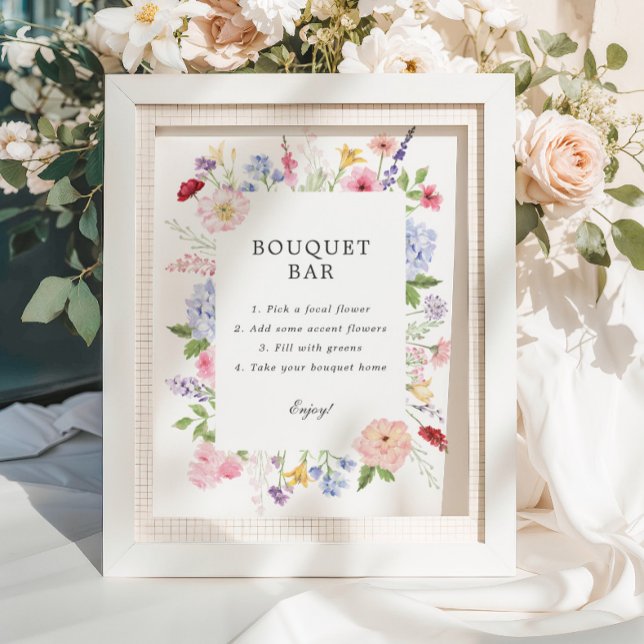 Spring Floral Frame Bouquet Bar Poster (Von Creator hochgeladen)
