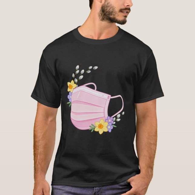 Spring Floral Medical Mask Illustration T-Shirt (Vorderseite)
