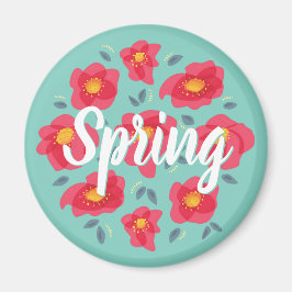 Spring Floral Pattern Pink Petals Custom Text Magnet