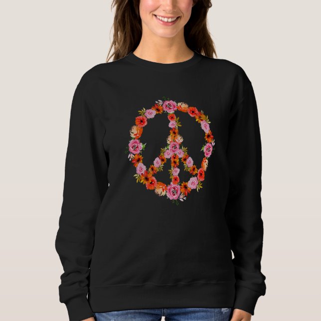 Spring Floral Peace Sign Hippie Flowers 60s 70s Bo Sweatshirt (Vorderseite)