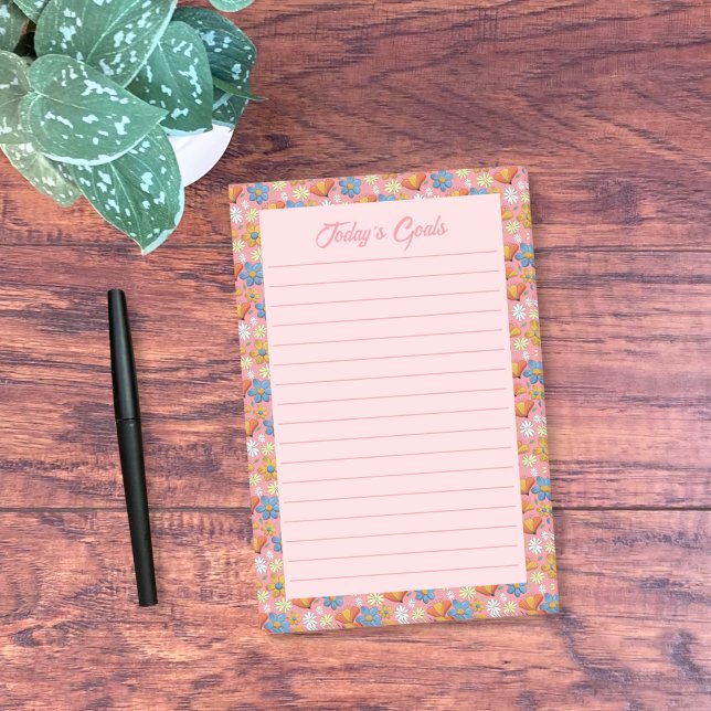 Spring Floral Post-It Notes Klebezettel (Spring floral pattern ruled sticky notes . Customize them with your own text . )