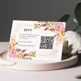 Spring Floral QR Code Rsvp Card Karte