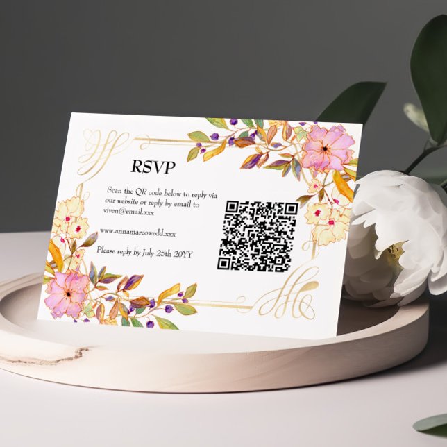 Spring Floral QR Code Rsvp Card Karte (Von Creator hochgeladen)