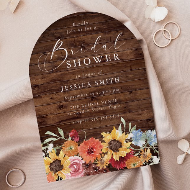 Spring Floral Rustic Wood Modern Bridal Shower  Einladung (Von Creator hochgeladen)