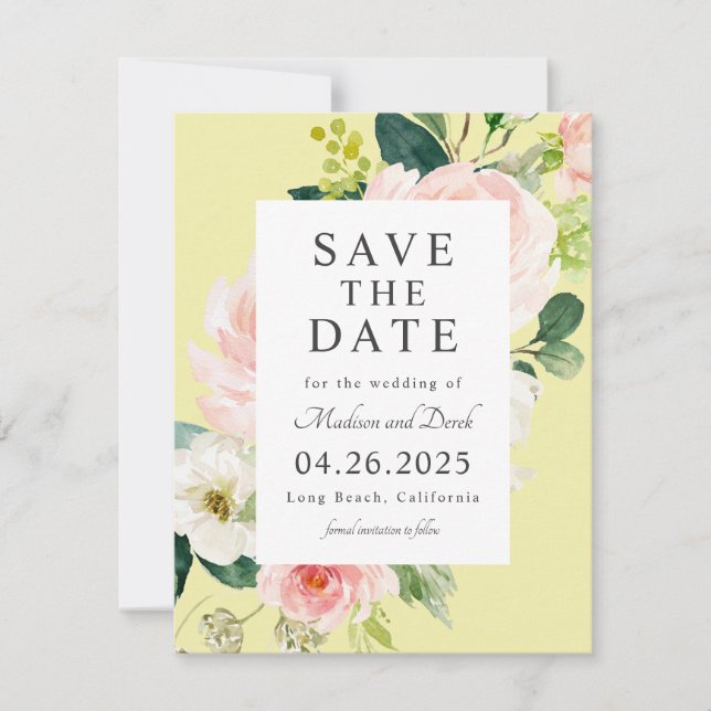 Spring Floral Save the Date mit Ihrem Foto (Vorderseite)